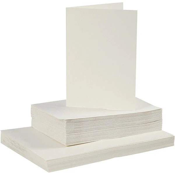 Kort og kuverter, kort 10,5 x 15 cm, kuvert 11,5 x 16,5 cm, 50 sæt